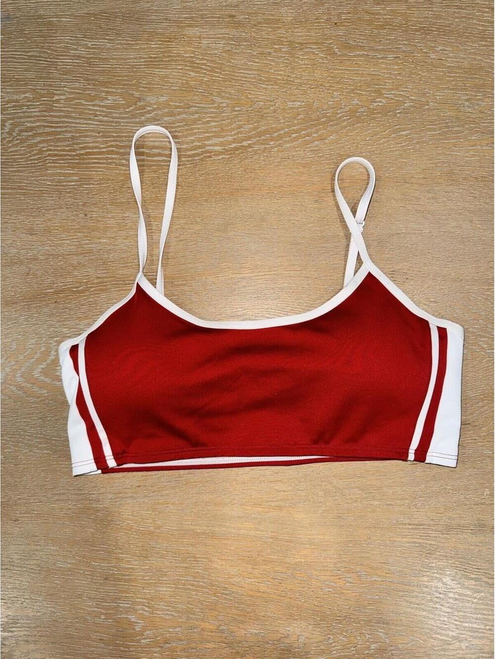 Alo Yoga Airlift Car Club Sports Bra SIZE MEDIUM Red /White